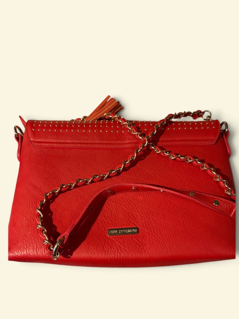 Urban Expressions Bright Red Chain Crossbody with Tassel